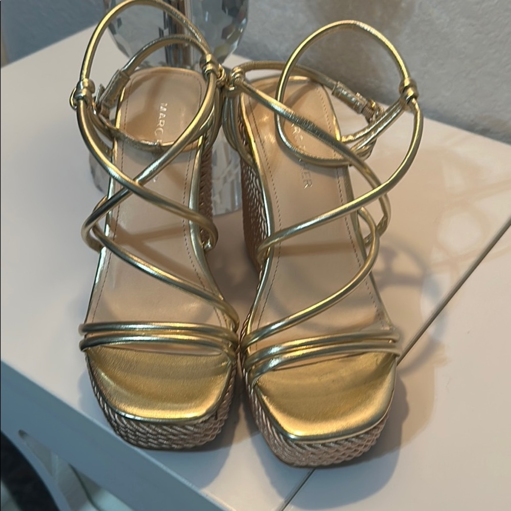 Marc Fisher Gold Platform Heels